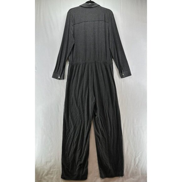 Soft Surroundings Jumpsuit Size L Tamara Cozy Jersey Zip Front Long Sleeve Gray - Picture 2 of 11
